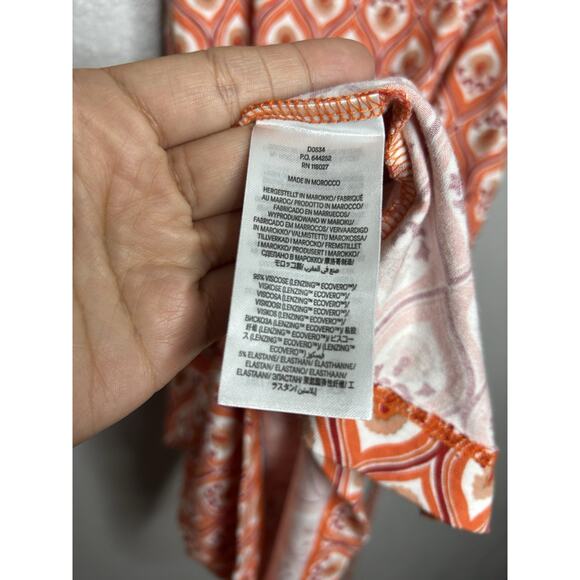 Boden Geometric Print Jersey Short Sleeve Dress Orange Stretch US Size 8L - Picture 7 of 8